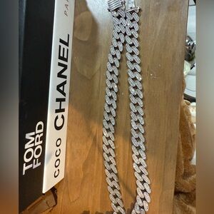 Rare iced out Miami link Cuban link silver 925 chain with genuine diamonds